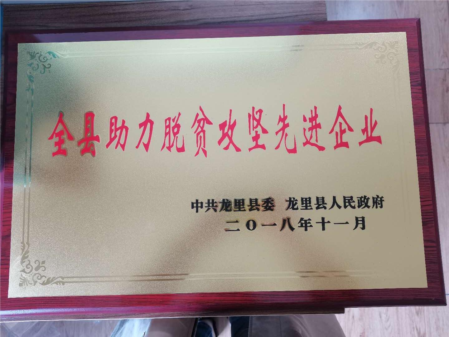 全县助力脱贫攻坚先进企业.